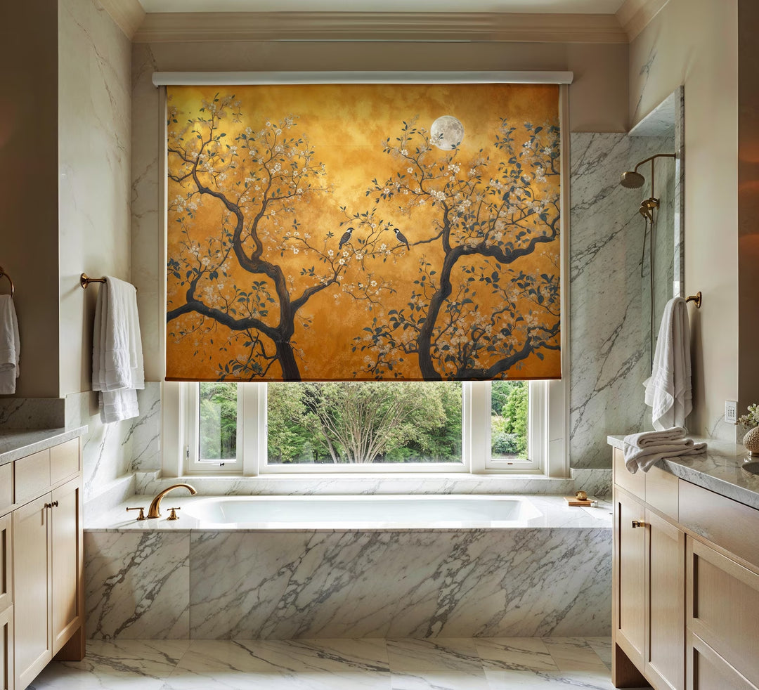 Gold Chinoiserie Roller Shades