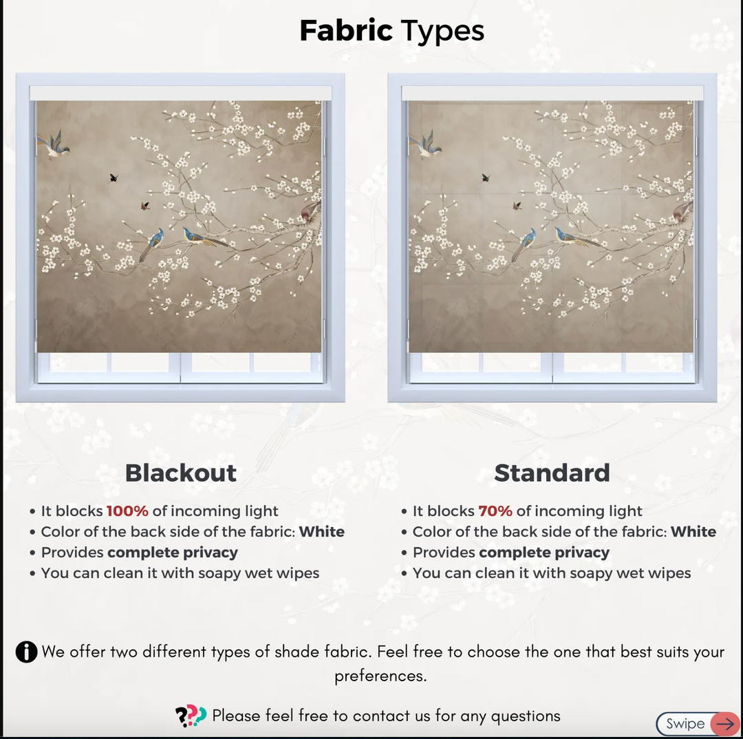 Brown Roller Shades with Birds