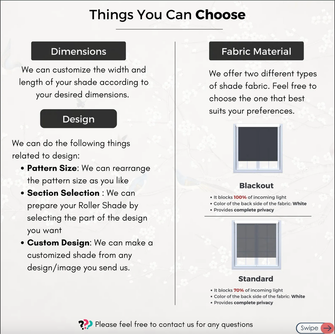 Brown Roller Shades with Birds