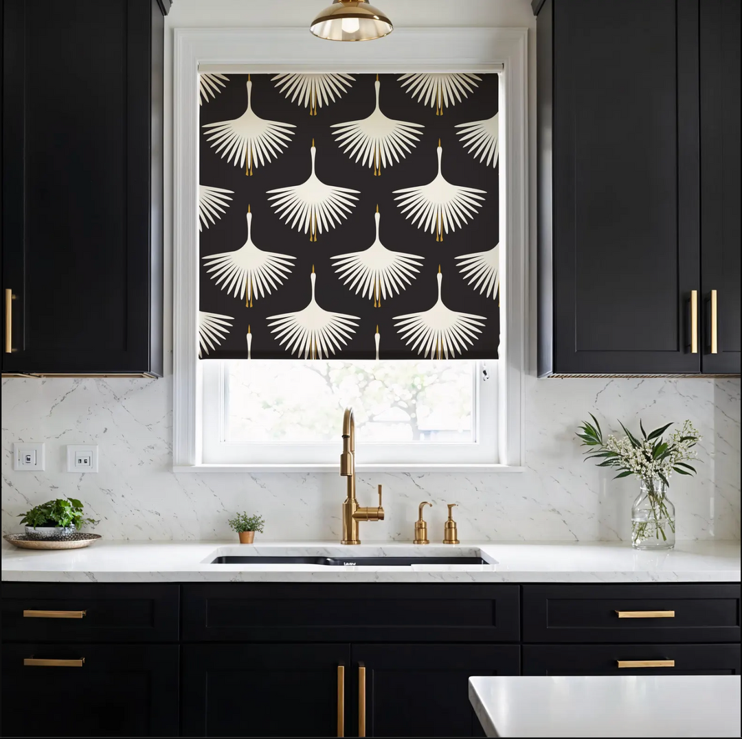Black Crane Roller Blind