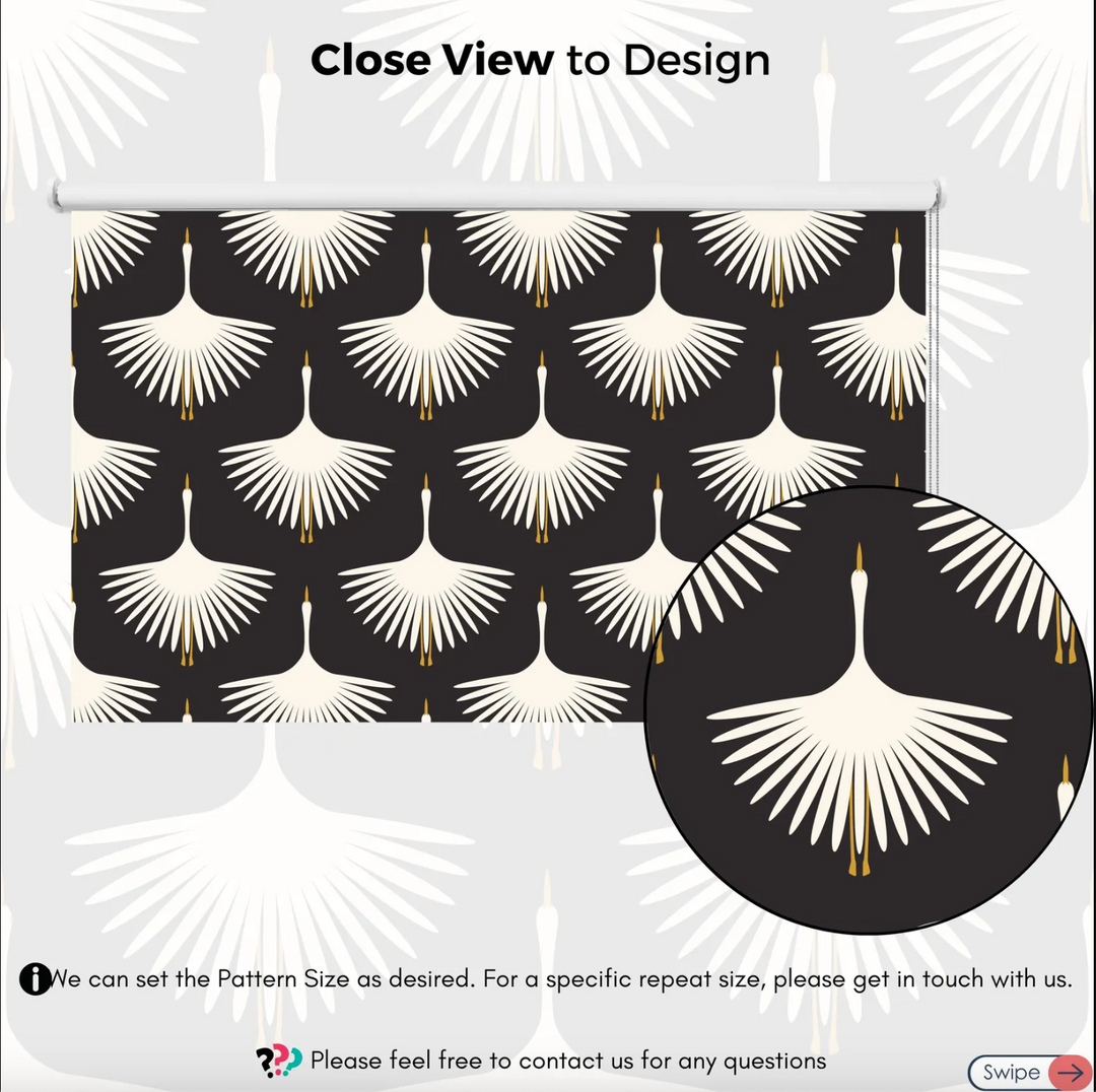 Black Crane Roller Blind