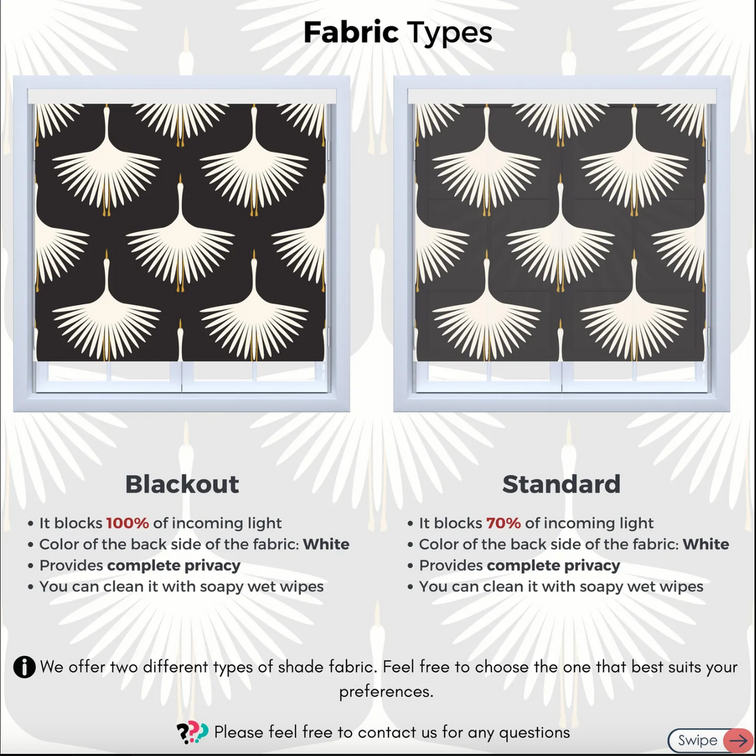 Black Crane Roller Blind