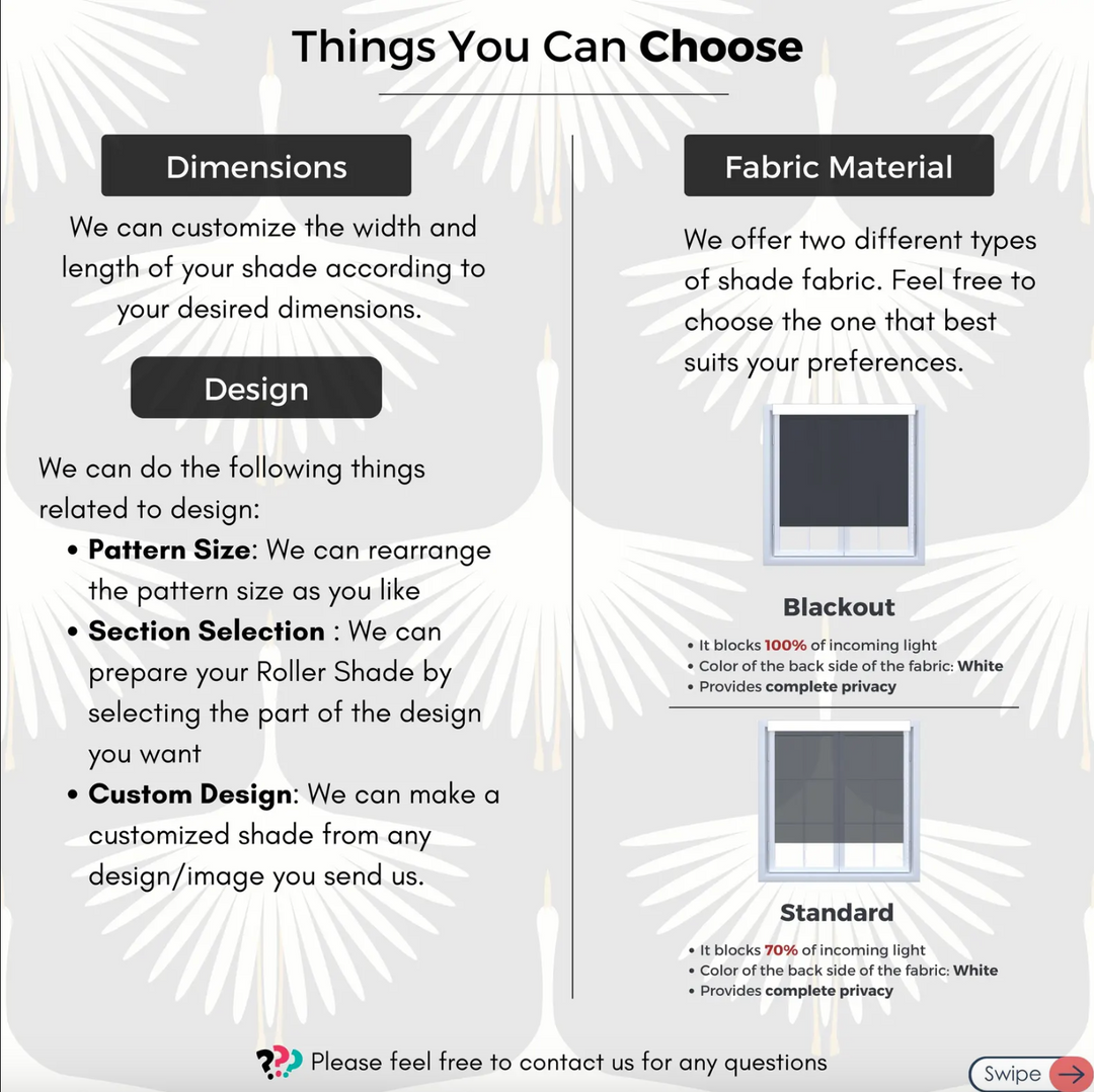 Black Crane Roller Blind