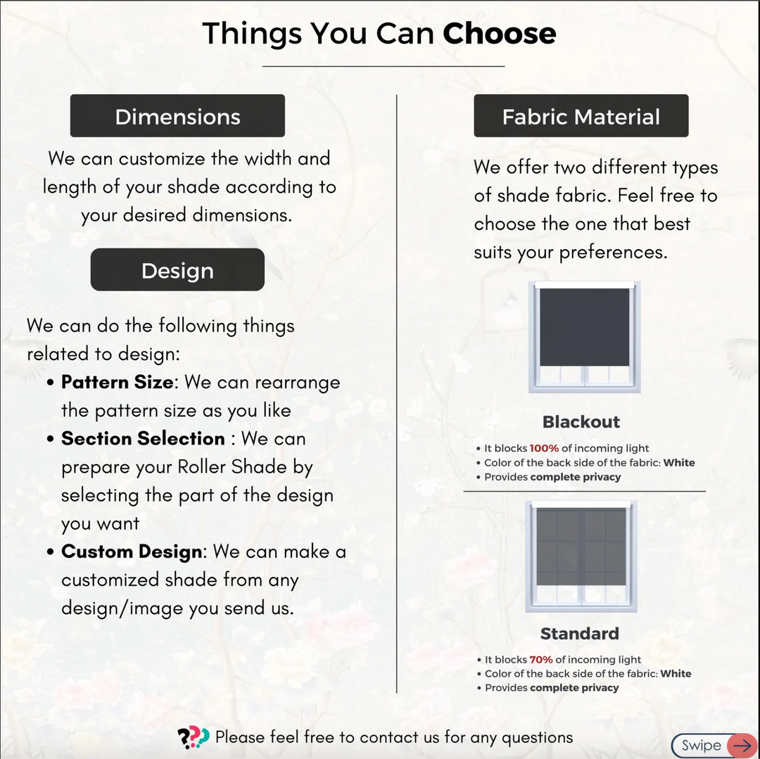 Chinoiserie Flowers and Birds Roller Blinds