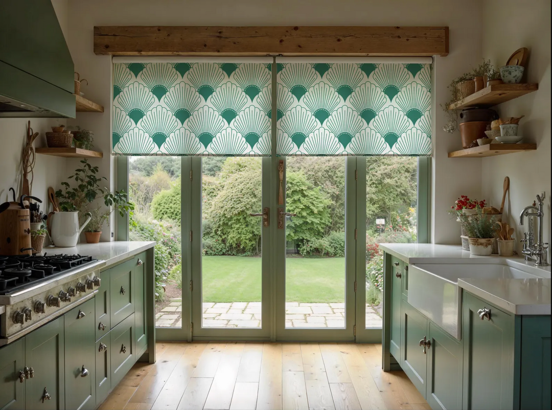 Green Art Deco Roller Shades