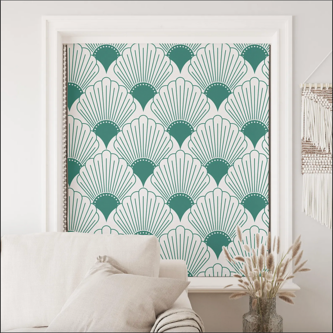 Green Art Deco Roller Shades
