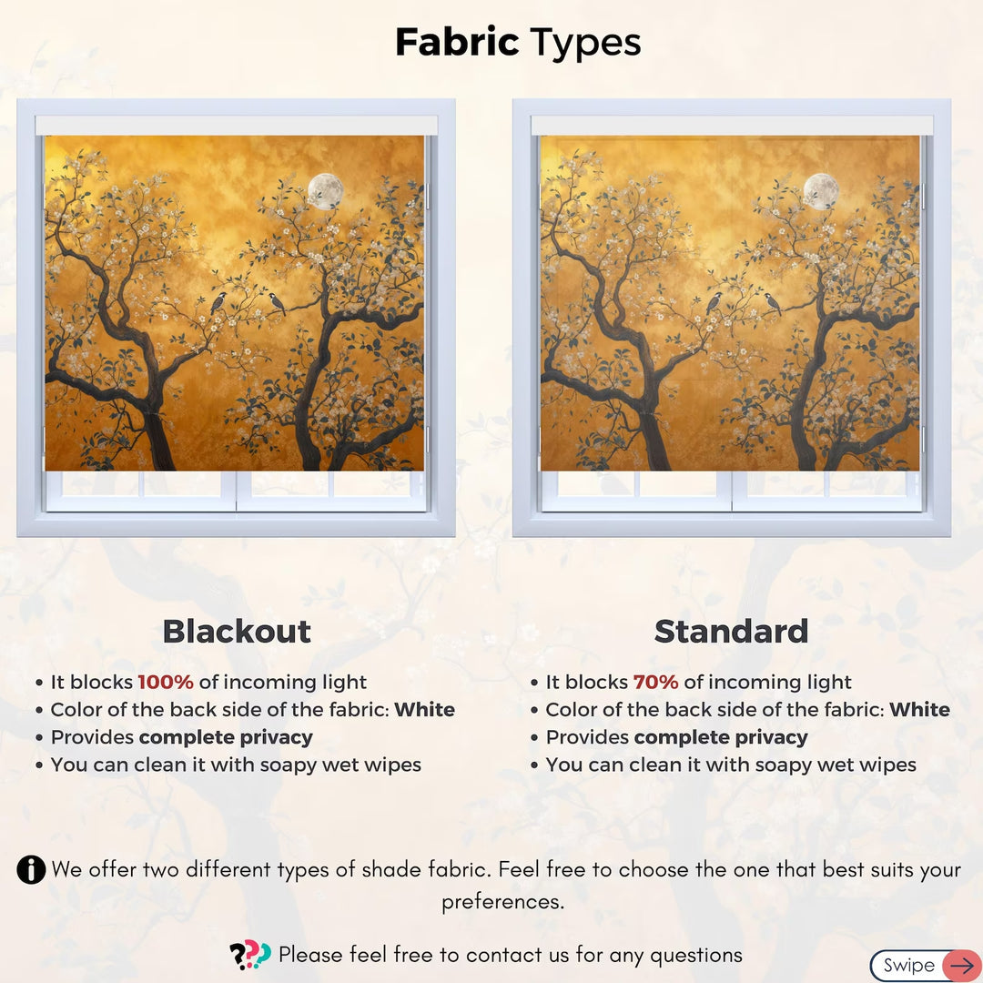 Gold Chinoiserie Roller Shades