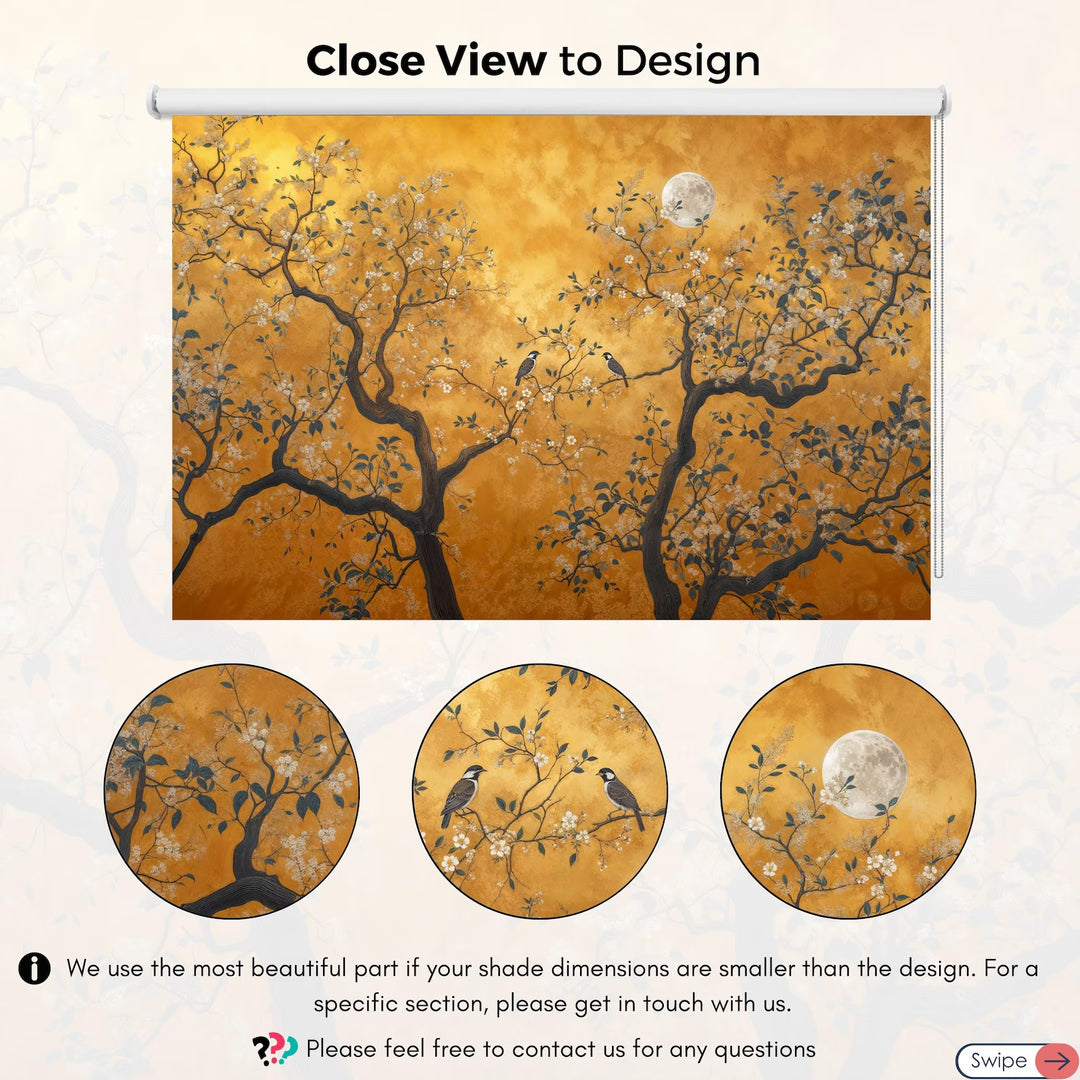 Gold Chinoiserie Roller Shades