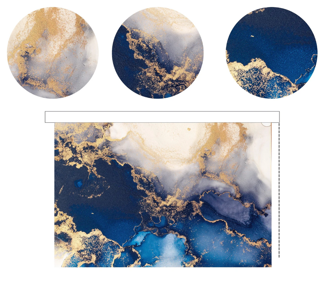 Navy Blue Gold Marble Window Shade