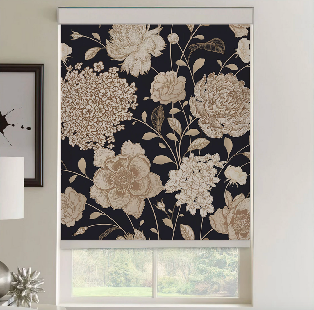 Dark Floral Window  Shades