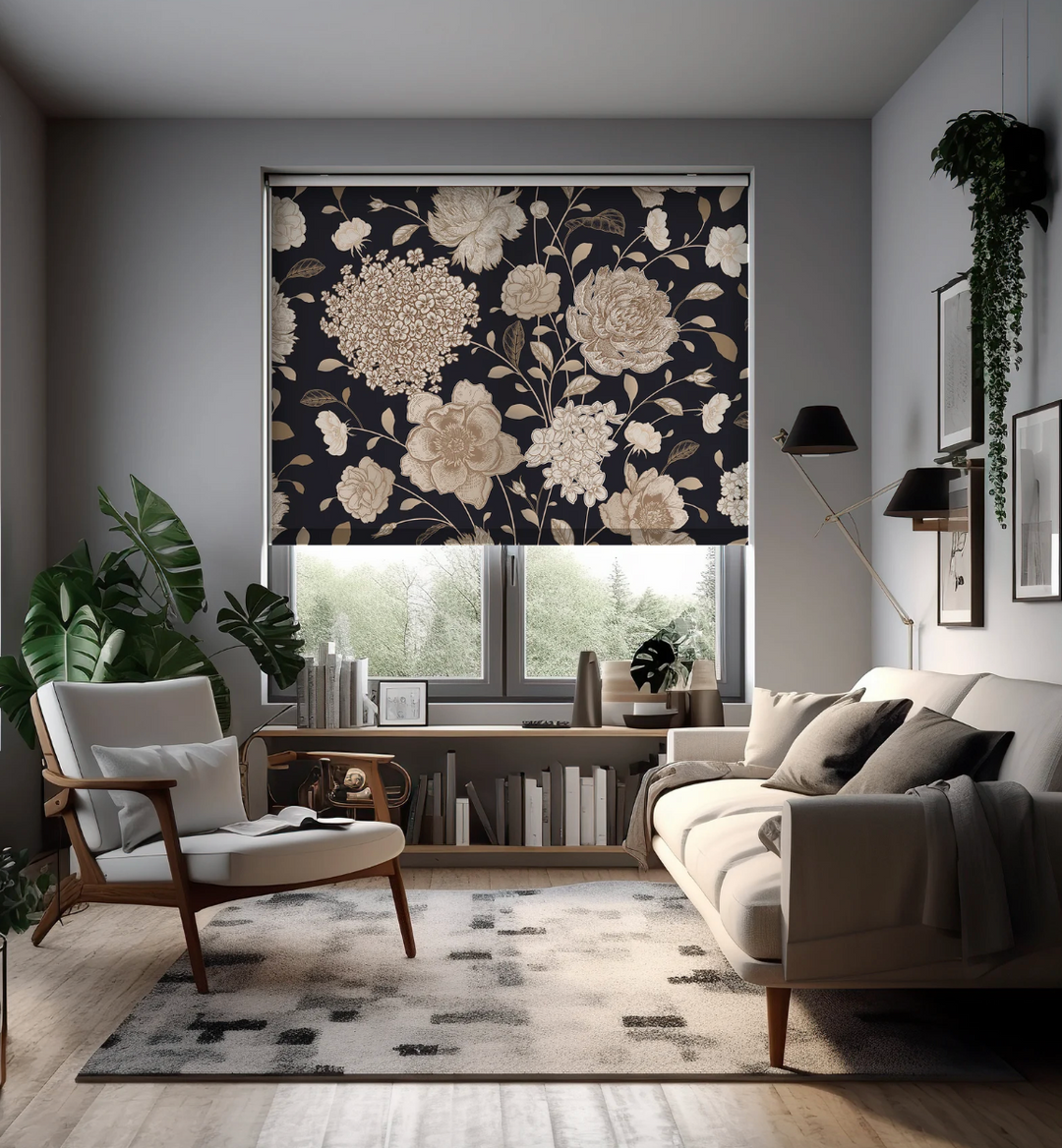 Dark Floral Window  Shades