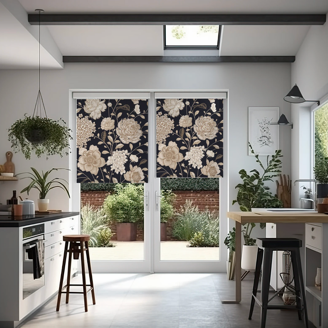 Dark Floral Window  Shades