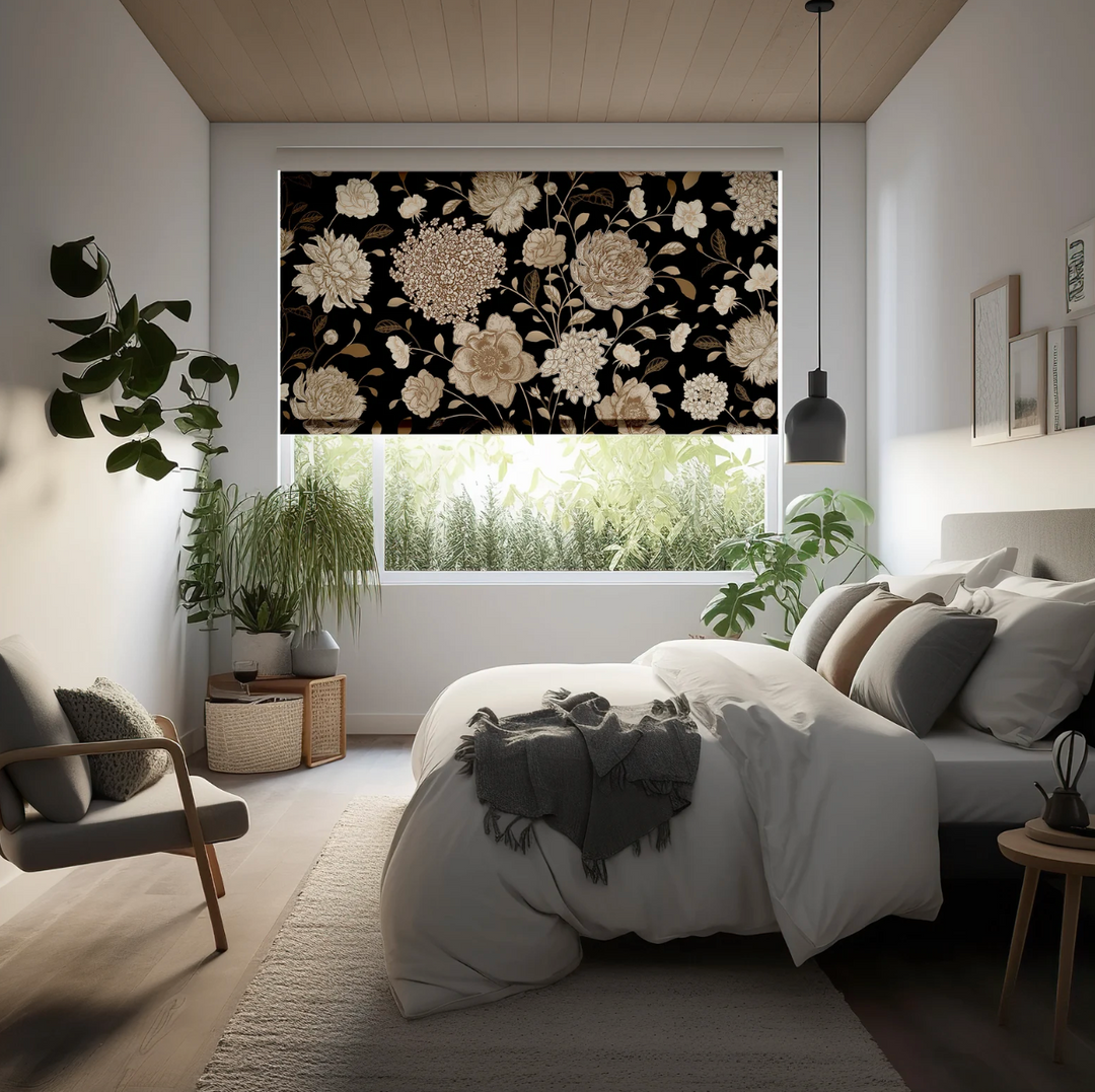 Dark Floral Window  Shades