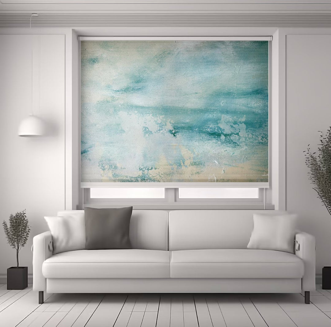 Abstract Blue Ocean Roller Shade - Roller Shade Creative