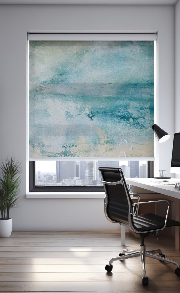 Abstract Blue Ocean Roller Shade - Roller Shade Creative