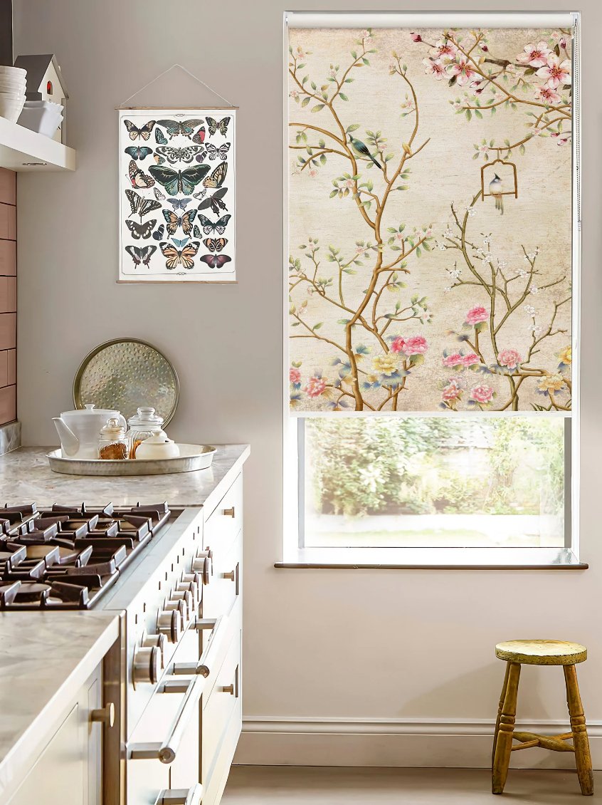 Beige Chinoiserie Roller Blinds - Roller Shade Creative