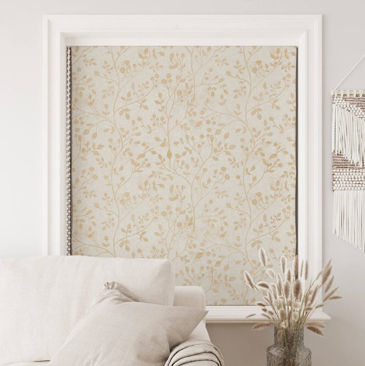 Beige Vintage Floral Roller Shades - Roller Shade Creative