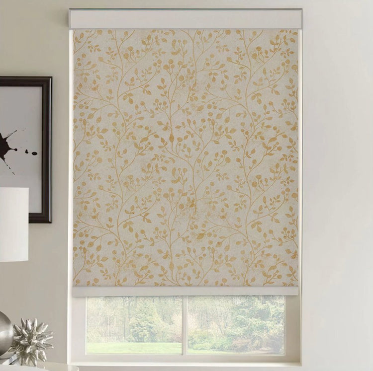 Beige Vintage Floral Roller Shades - Roller Shade Creative