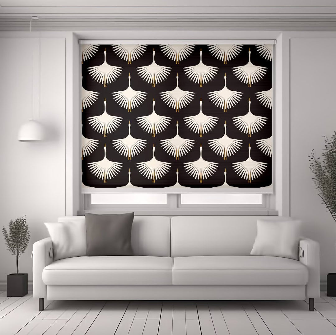 Black Crane Roller Blind - Roller Shade Creative