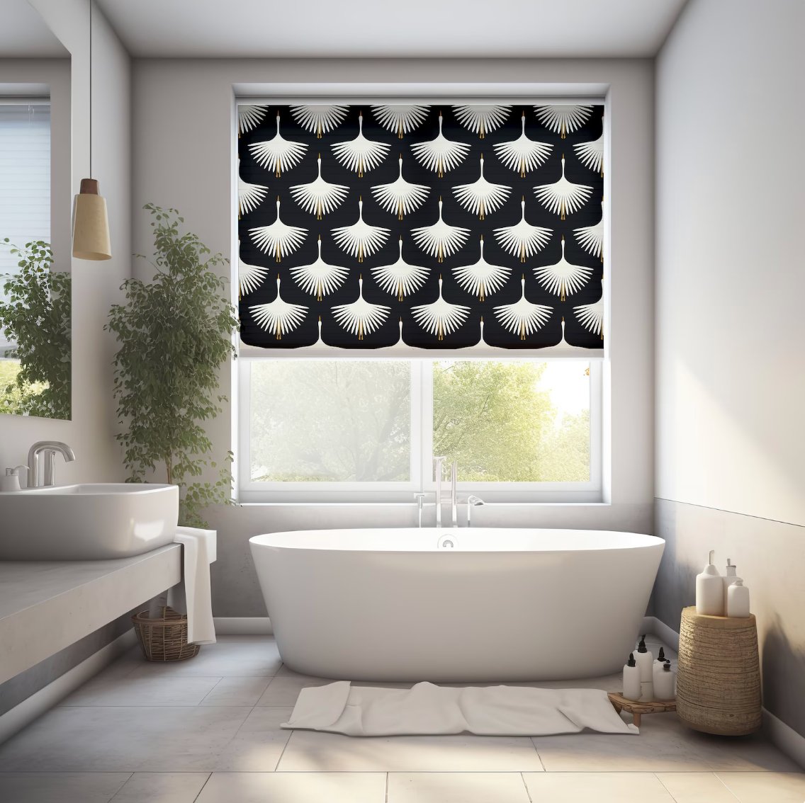 Black Crane Roller Blind - Roller Shade Creative