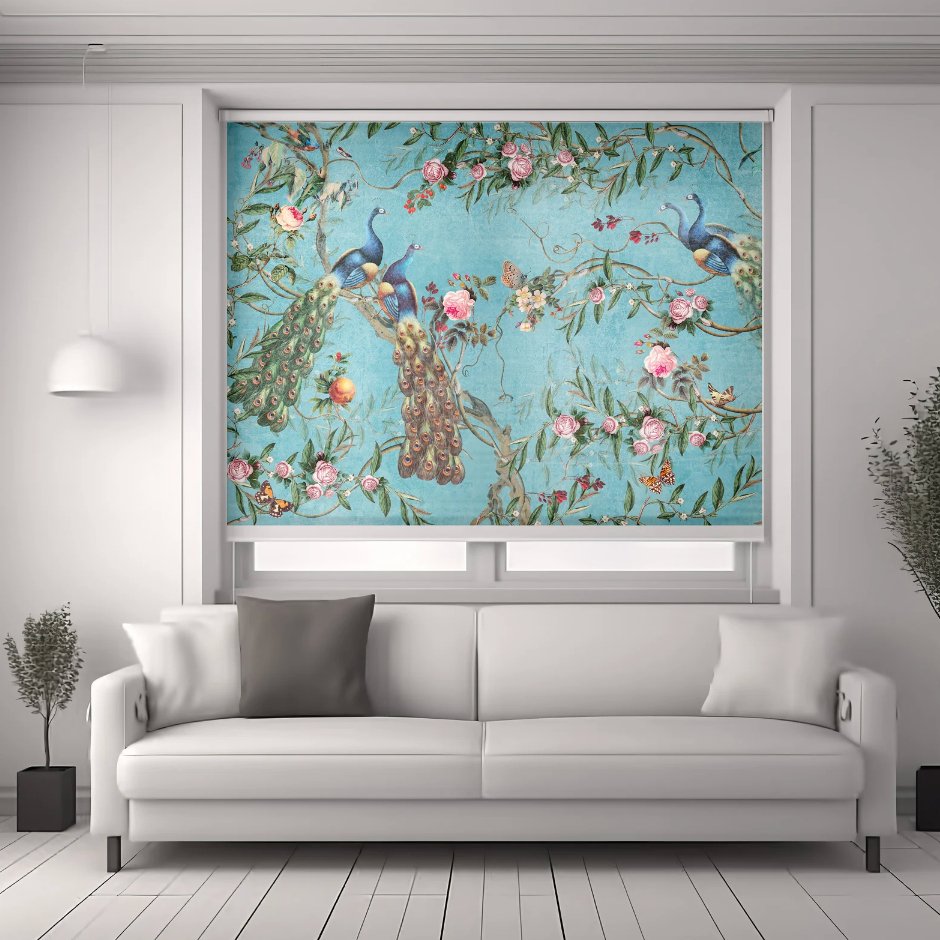 Blue Chinoiserie Window Blinds - Roller Shade Creative