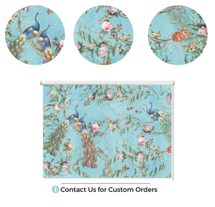 Blue Chinoiserie Window Blinds - Roller Shade Creative