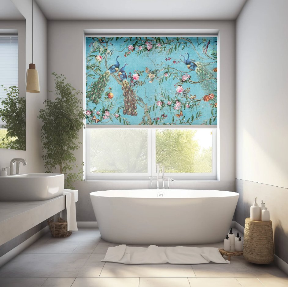 Blue Chinoiserie Window Blinds - Roller Shade Creative