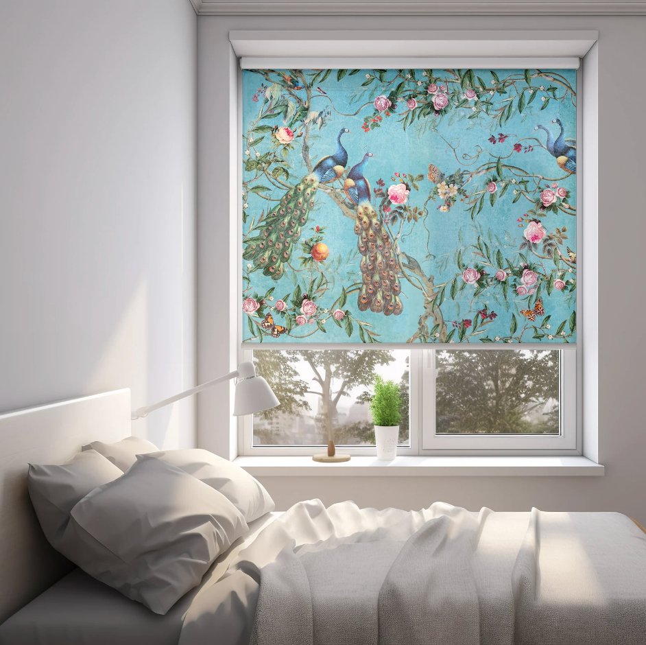 Blue Chinoiserie Window Blinds - Roller Shade Creative