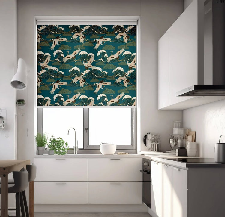 Blue Crane Roller Shades - Roller Shade Creative