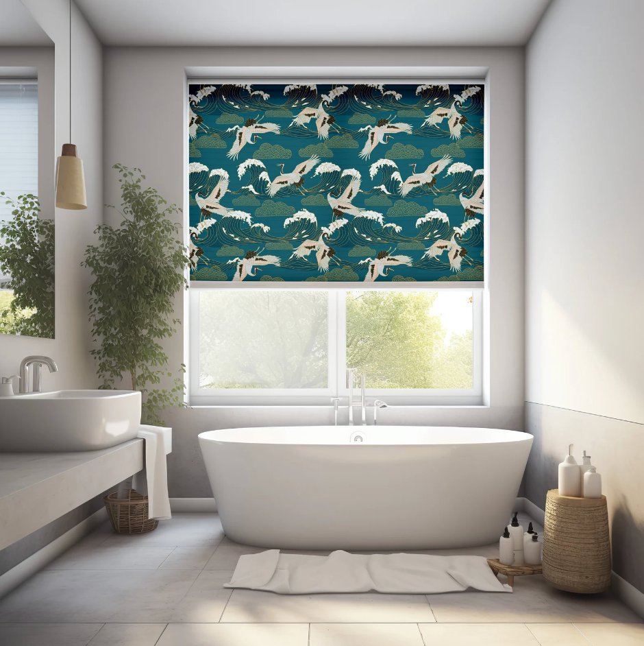 Blue Crane Roller Shades - Roller Shade Creative