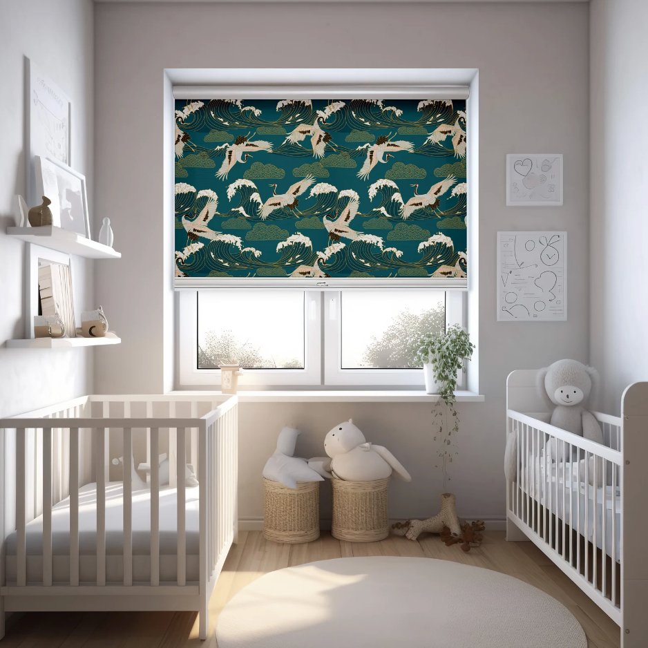 Blue Crane Roller Shades - Roller Shade Creative