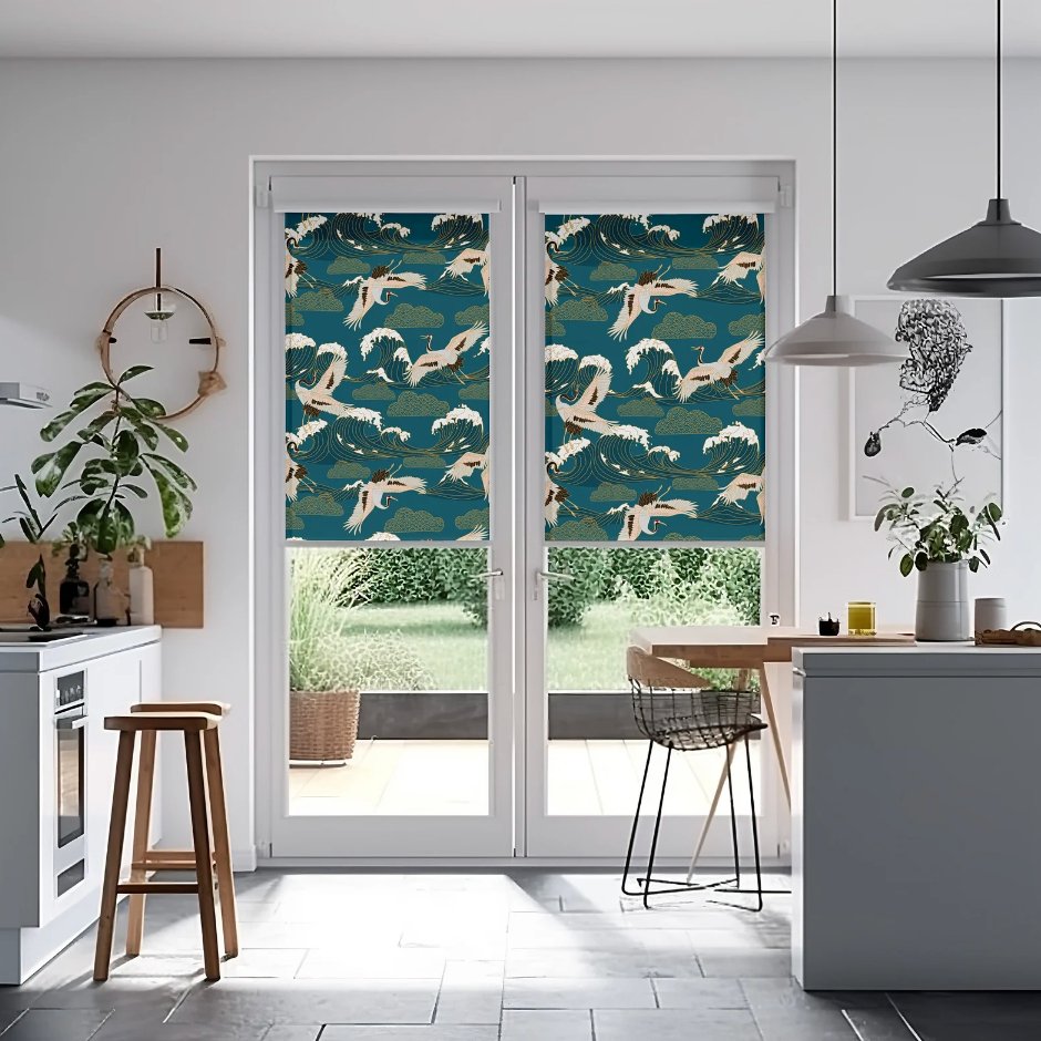 Blue Crane Roller Shades - Roller Shade Creative