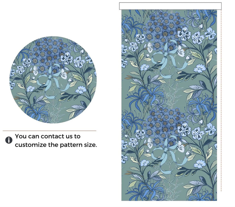 Blue Floral Window Blinds - Roller Shade Creative