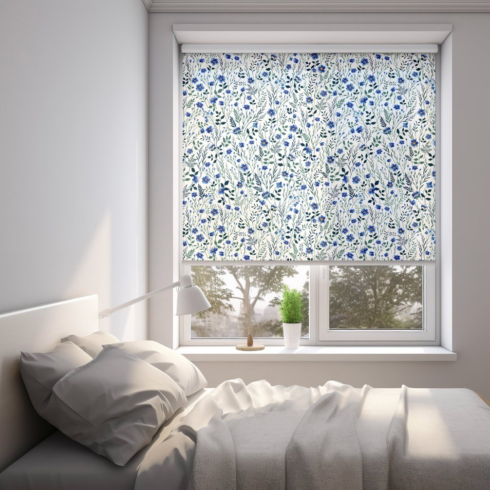 Blue Flowers Roller Blinds - Roller Shade Creative