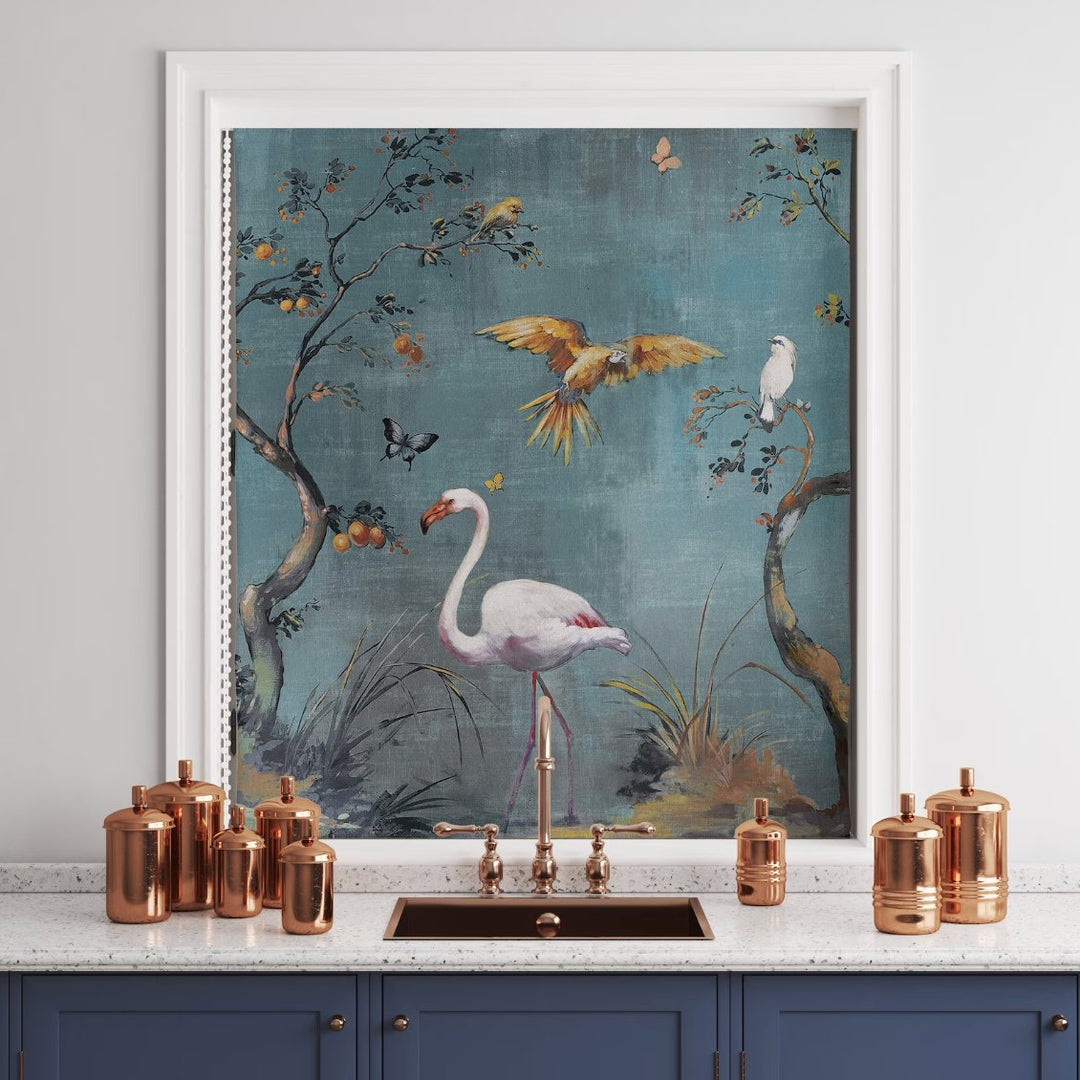 Blue Stork Printed Roller Blinds - Roller Shade Creative