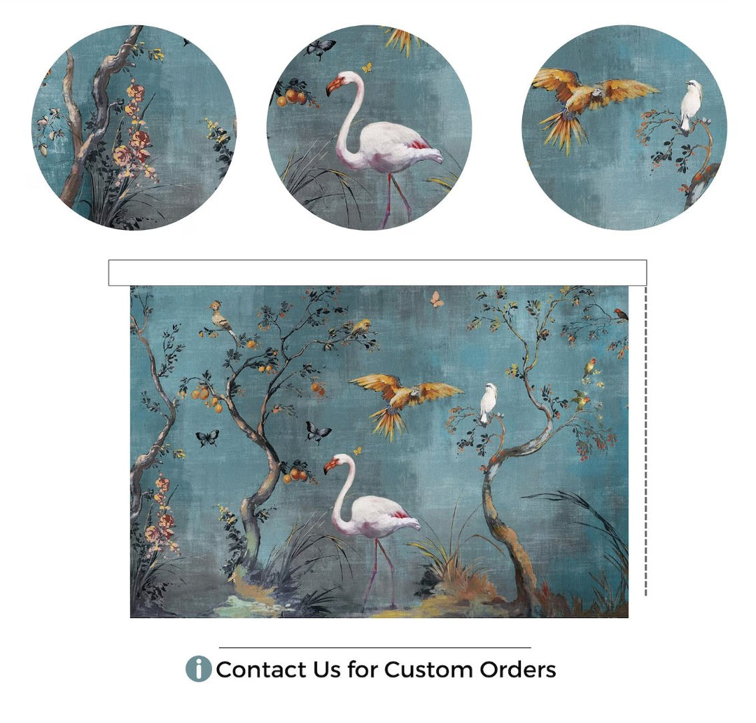 Blue Stork Printed Roller Blinds - Roller Shade Creative