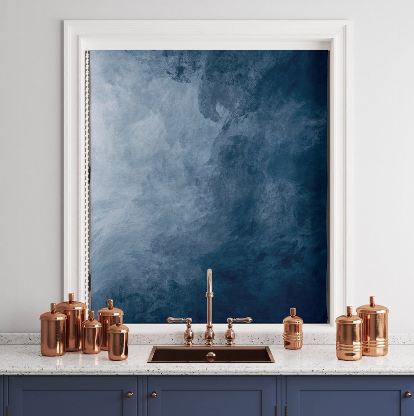 Blue Watercolor Window Shade - Roller Shade Creative