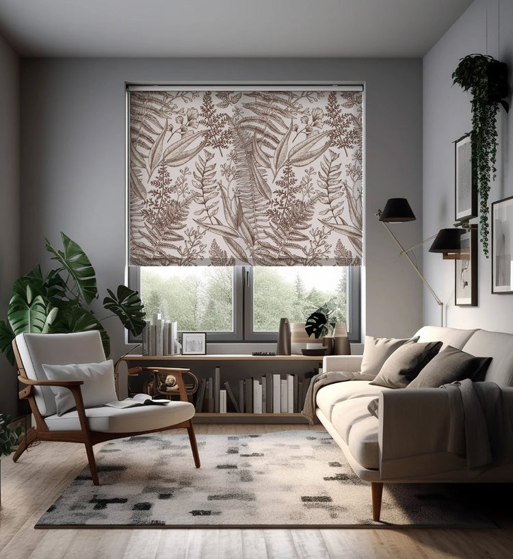 Brown Leaves Roller Shade - Roller Shade Creative