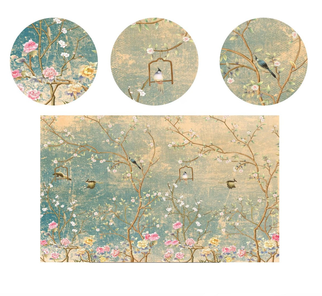 Chinoiserie Flowers and Birds Roller Blinds - Roller Shade Creative