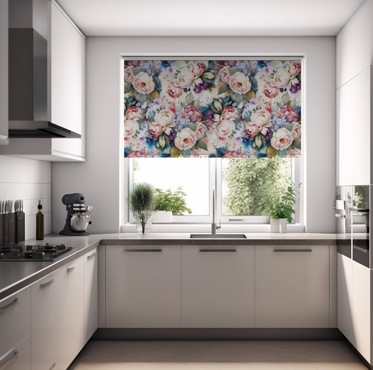 Colorful Flowers Roller Shades - Roller Shade Creative