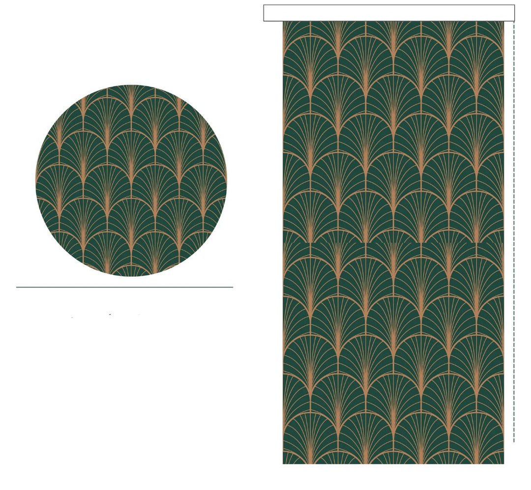 Dark Green Geometric Window Shade - Roller Shade Creative