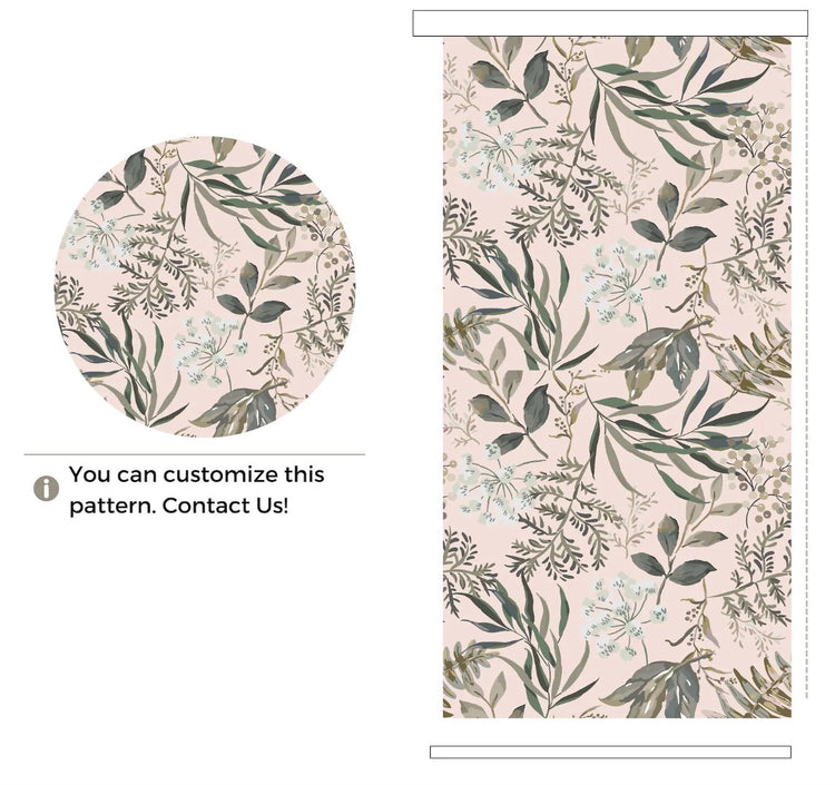 Dark Green Leaves Floral Roller Shades - Roller Shade Creative