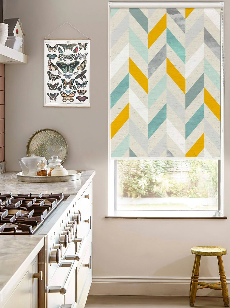 Geometric Herringbone Roller Shade - Roller Shade Creative