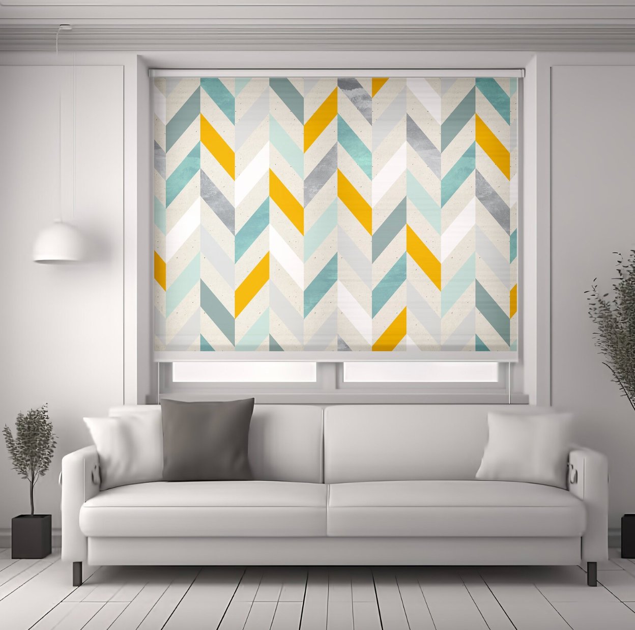 Geometric Herringbone Roller Shade - Roller Shade Creative