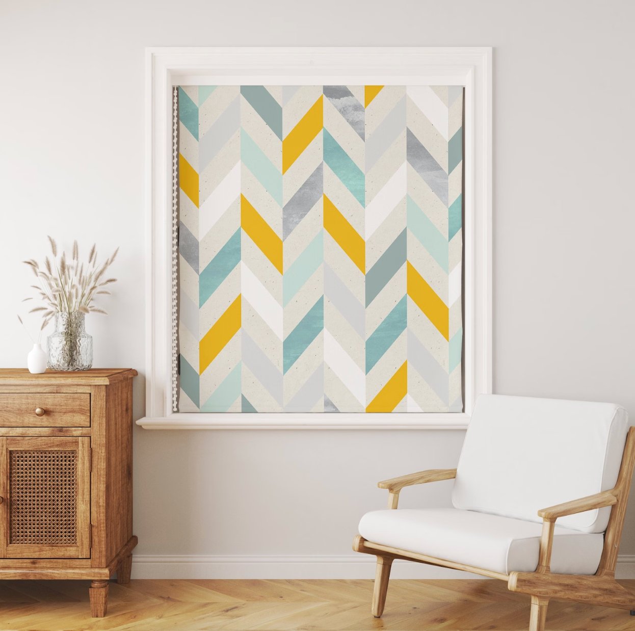 Geometric Herringbone Roller Shade - Roller Shade Creative