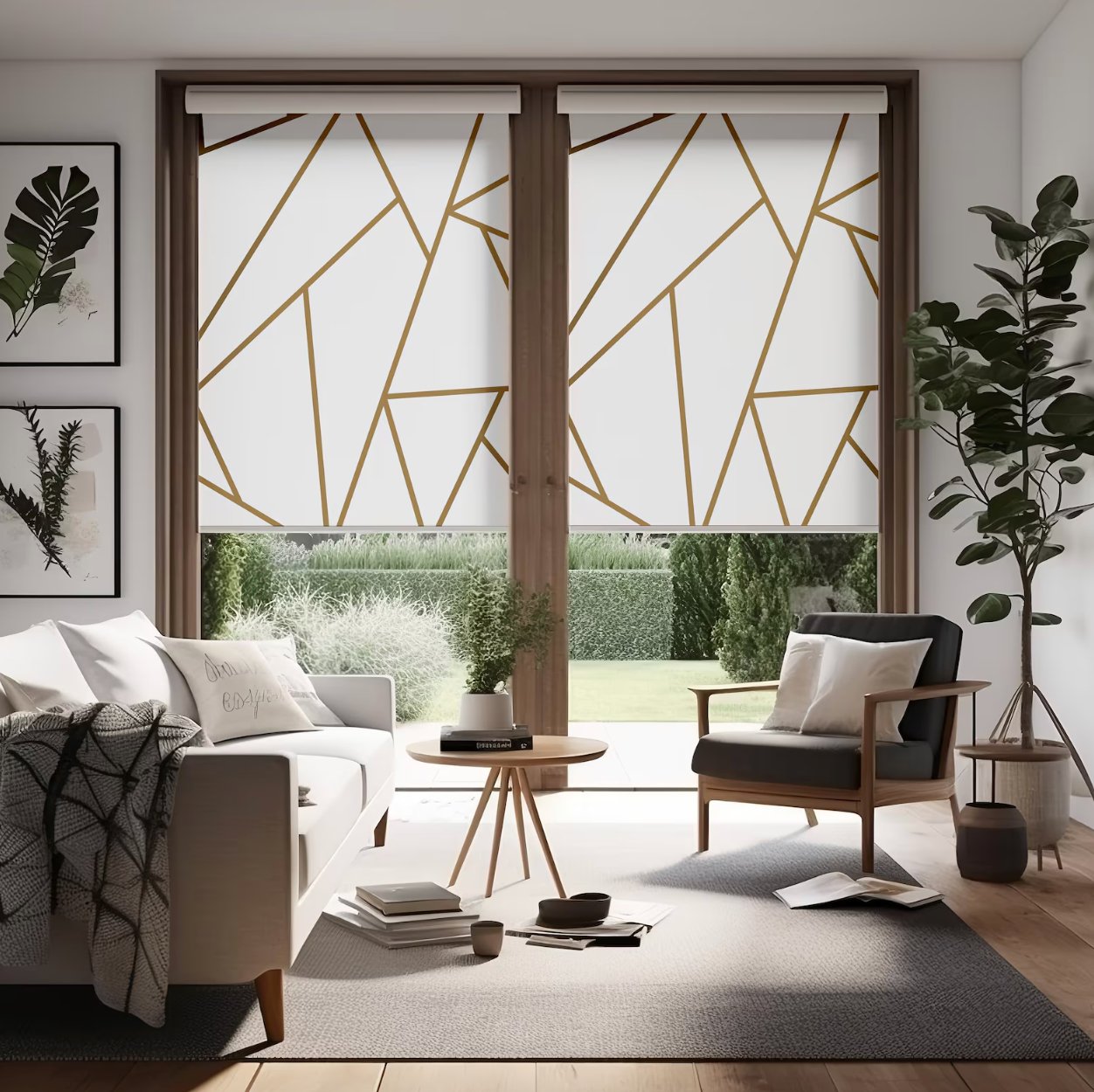 Gold Lines Window Shades - Roller Shade Creative