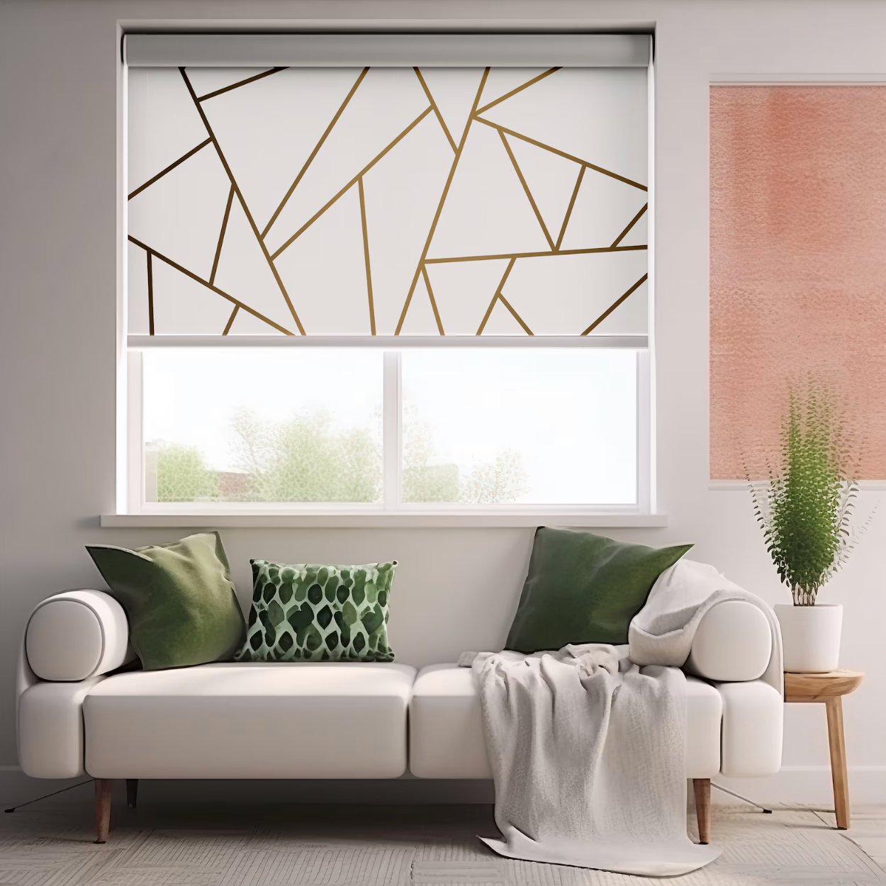 Gold Lines Window Shades - Roller Shade Creative