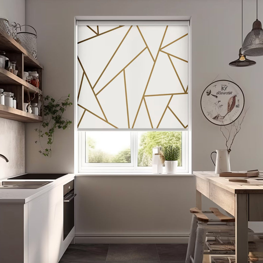 Gold Lines Window Shades - Roller Shade Creative