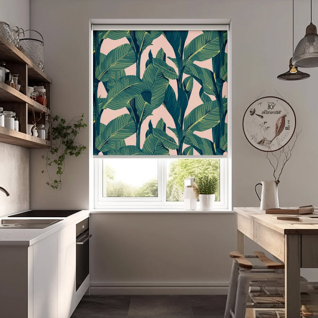 Green Banana Leaf Roller Blinds - Roller Shade Creative