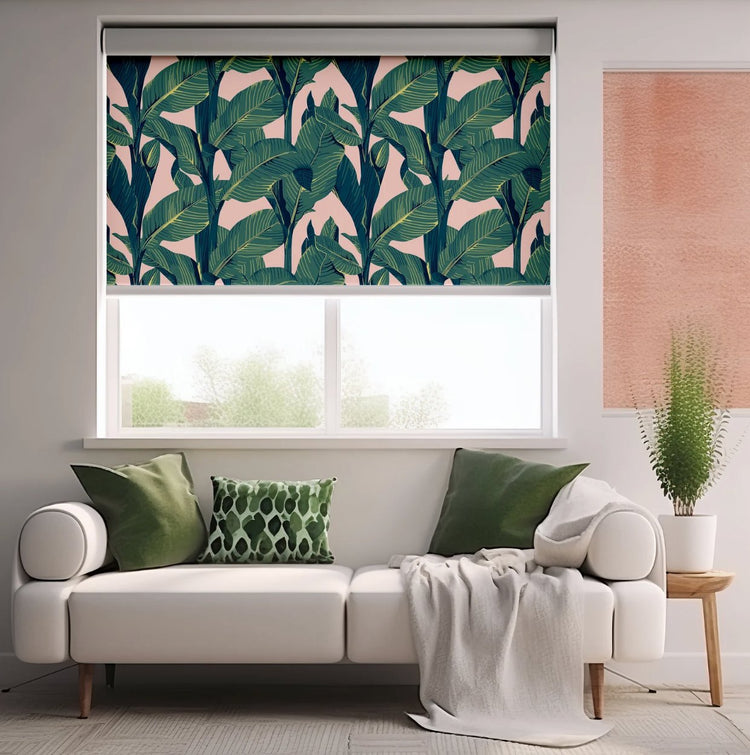 Green Banana Leaf Roller Blinds - Roller Shade Creative